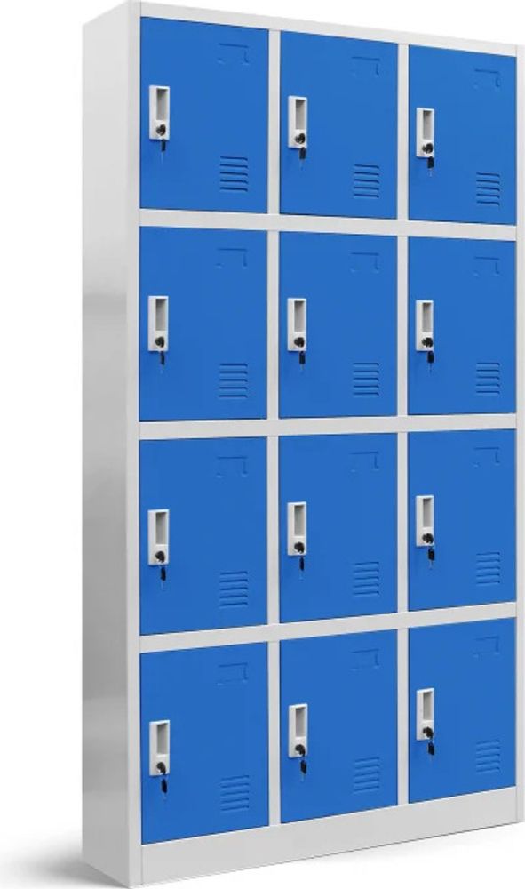 Wertfachschrank 3B4A Schließfachschrank Fächerschrank Metallspind Umkleideschrank Stahlblech 185 cm x 90 cm x 40 cm Farbe: Grau-Blau