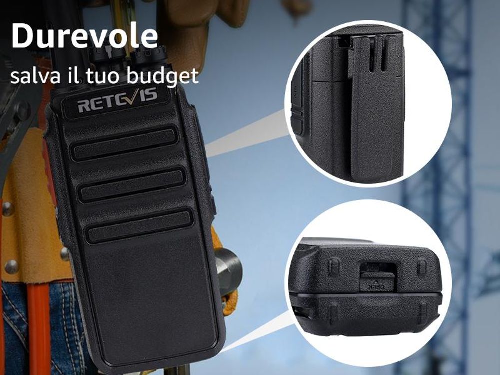 Retevis RT24 Walkie Talkie PMR446, Ricetrasmittenti Professionali a lungo raggio, con auricolare e caricabatterie USB, per campeggio in famiglia