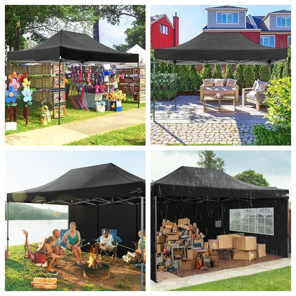Faltpavillon Pavillon 3x4,5m, Festzelt Gartenpavillon für Garten Terrasse Feier Party, wasserdicht stabil Winterfest & UV-Schutz mit 4 Seitenteilen , 12 Heringe & 4 Seile & 1 Tragetasche, Grau