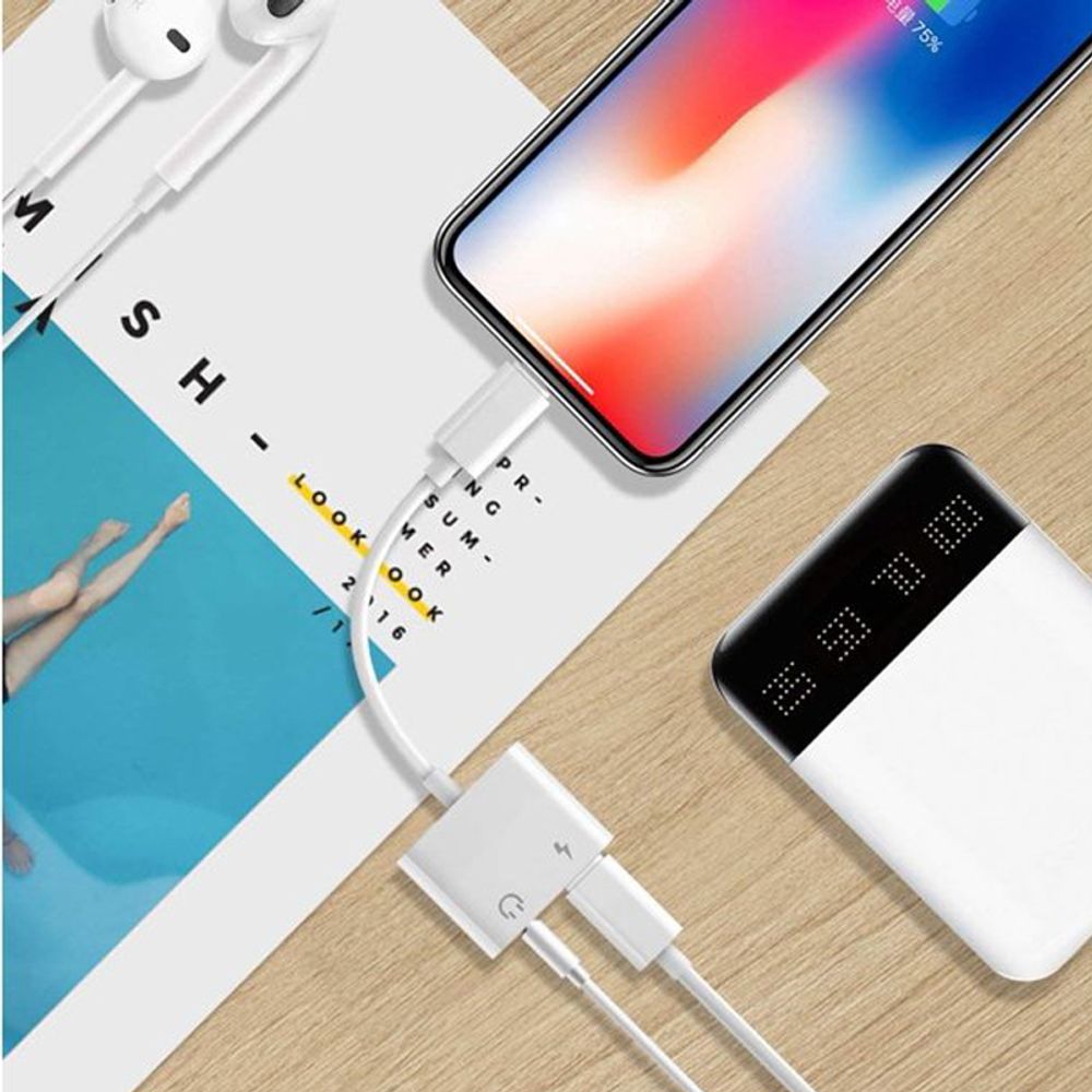 Lightning Aux Adapter 2in1 3.5mm für iPhone Kopfhörer Kopfhöreranschluss Audio Laden Kompatibel iPhone13 Pro Max 12 11 XS XR X 7 7P 8 8P Laden Retoo