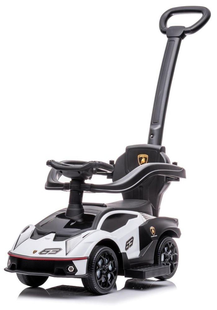 Rutschauto mit Schutzbügel und Schiebestange für mehr Sicherheit