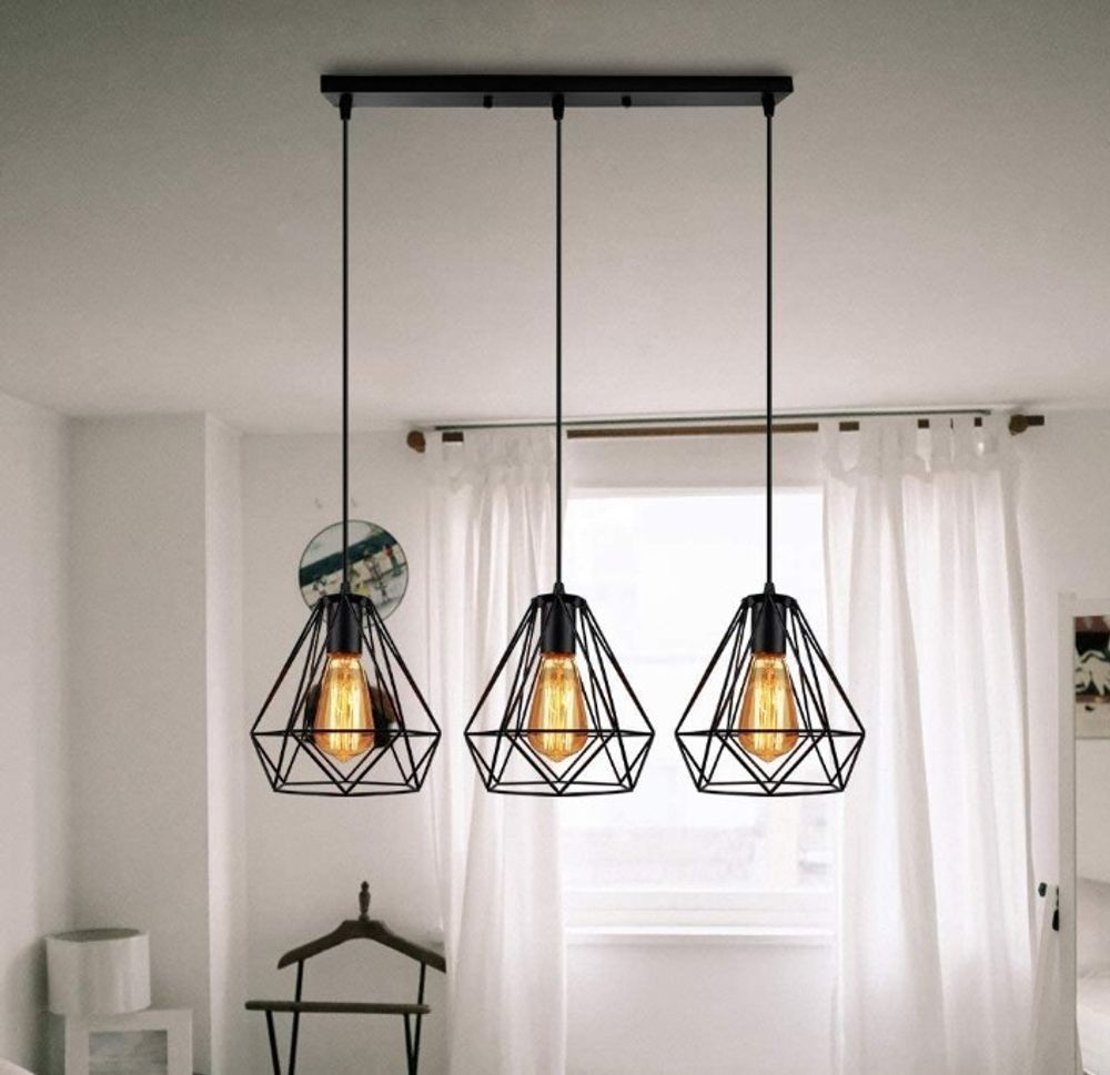 3er set Pendelleuchte für Esstisch Esszimmerlampe Wohnzimmer Lampe Schlafzimmer Küche (Ohne Glühbirne)