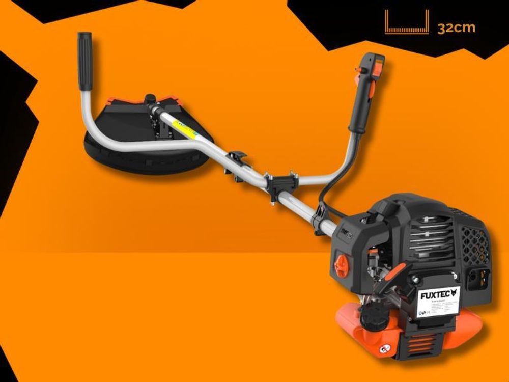 FUXTEC Benzin Motorsense FX-MS152 - 52ccm | Rasentrimmer mit 3PS | 2-Takt | 7,5Kg | 9-Zahn | Easy Start | Doppelfadenkopf + Messer | Freischneider