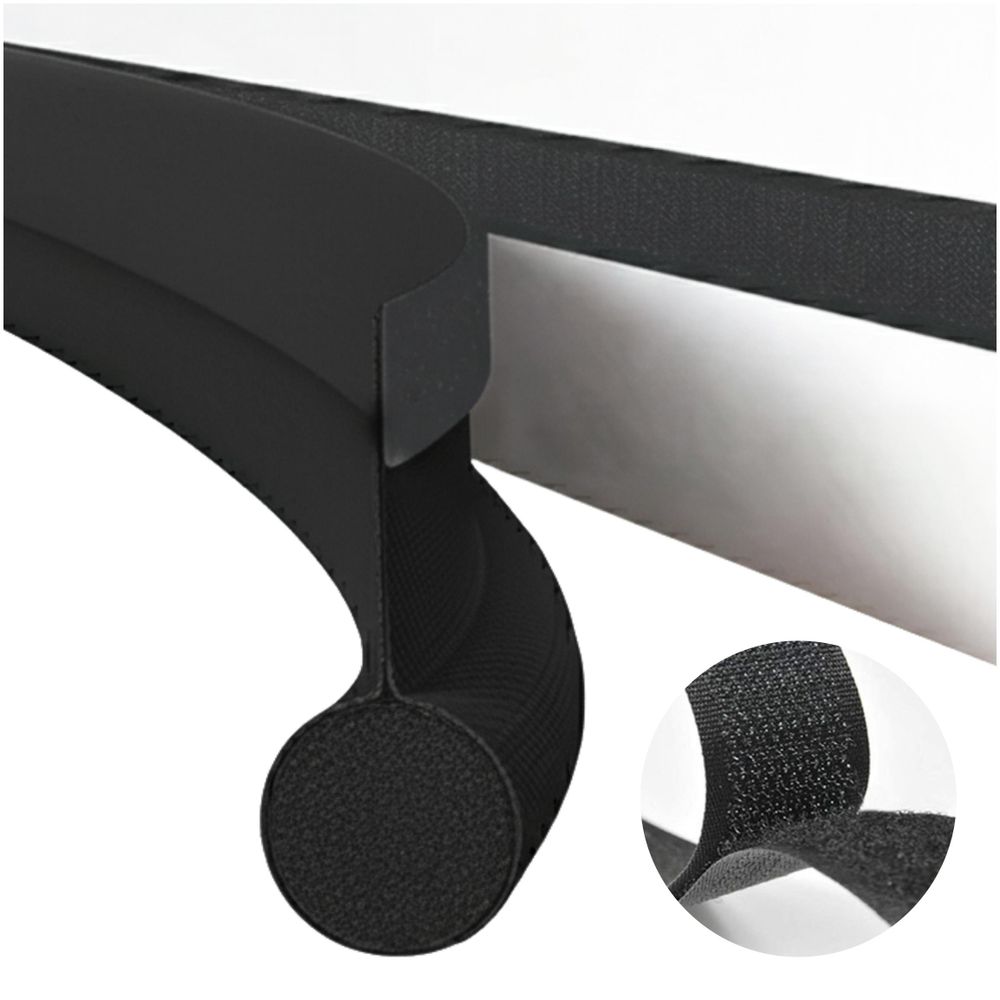 Türdichtung 90cm Schwarz, Zugluftstopper mit Klettverschluss, Schallschutz & Insektenschutz, Schaumstoff Dichtung zuschneidbar, EVI HOME Single Black