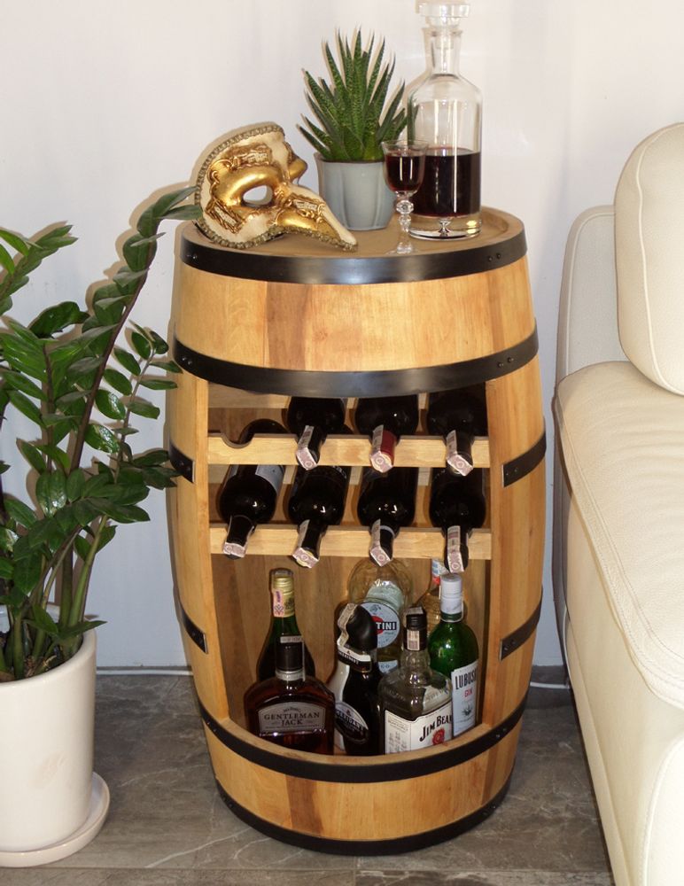 Weinbar mit LED - Weinregal  - Weinschrank Mann und Frau - Barschrank mit LED-Leuchten - 80cm hoch - Retro deko Bar Regal - Hausbar Theke - Weinfass - Weinbar - Fass bar - Fassbar - Fassmöbel (Eiche)