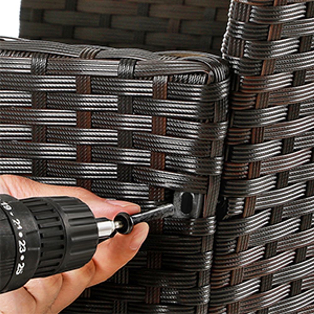 SONGMICS (3-tlg) Balkonmöbel, Gartenlounge-Set, aus PE-Polyrattan, Tisch und 2 Stühle, schwarz-grau