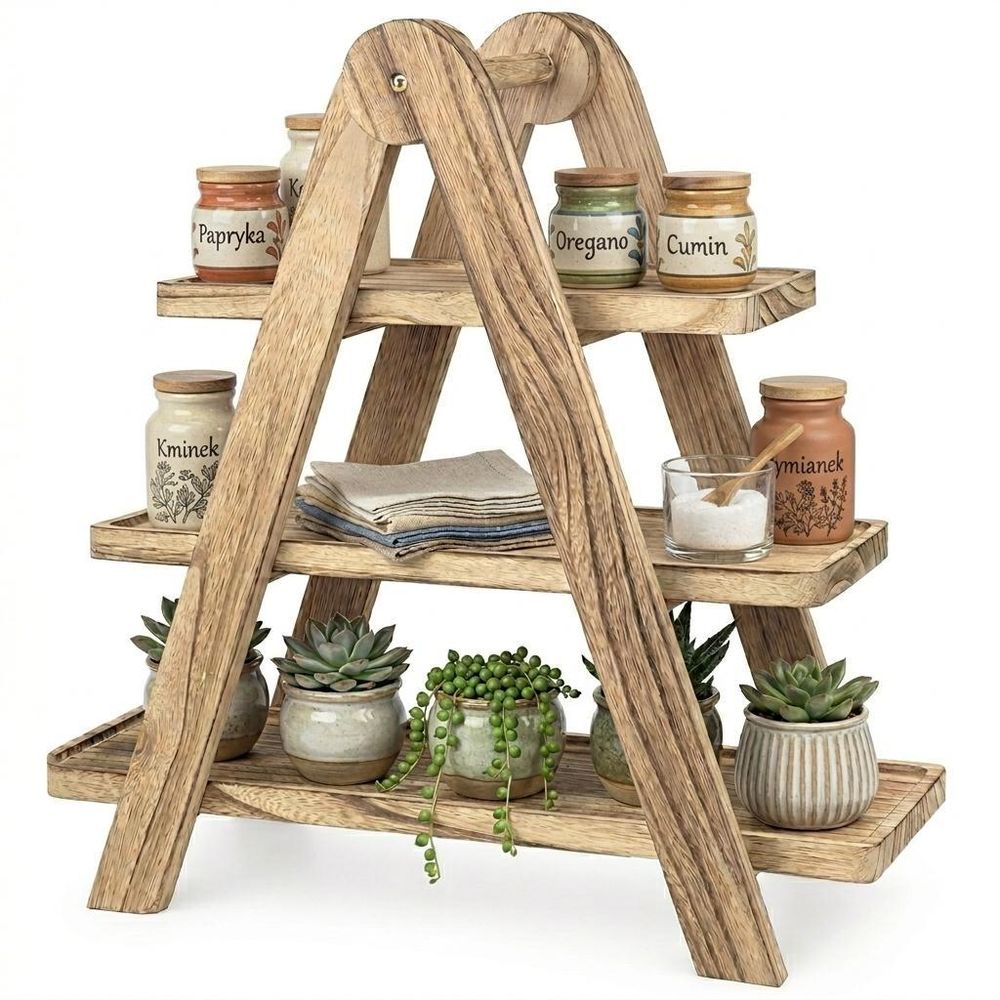WELLHAUS 3-stufige Etagere Holz Servierplatte Snackständer