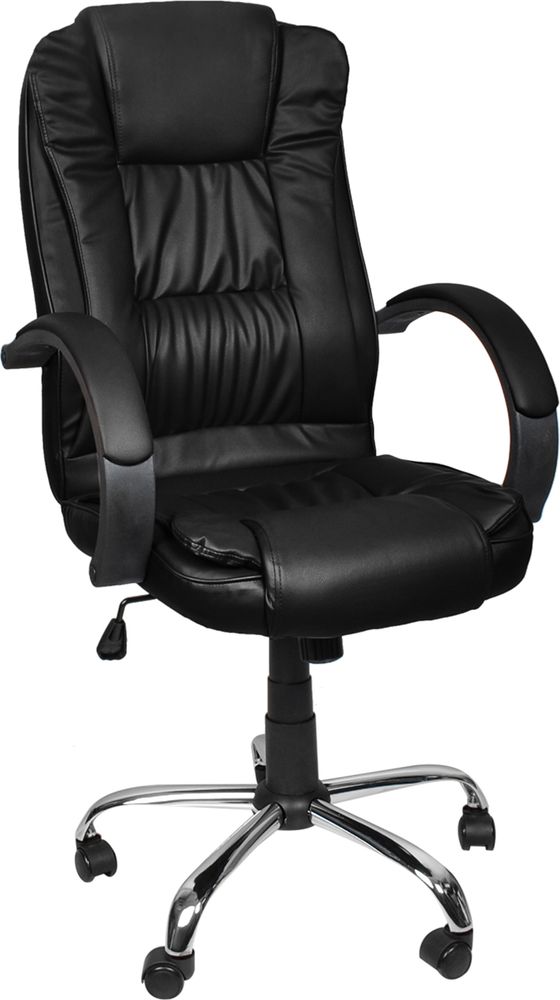 Bequeme Bürostuhl Chefsessel Drehstuhl Ergonomischer Schreibtischstuhl mit Kunstlederbezug Schwarz/Weiß/Braun 8983, Farbe:Schwarz