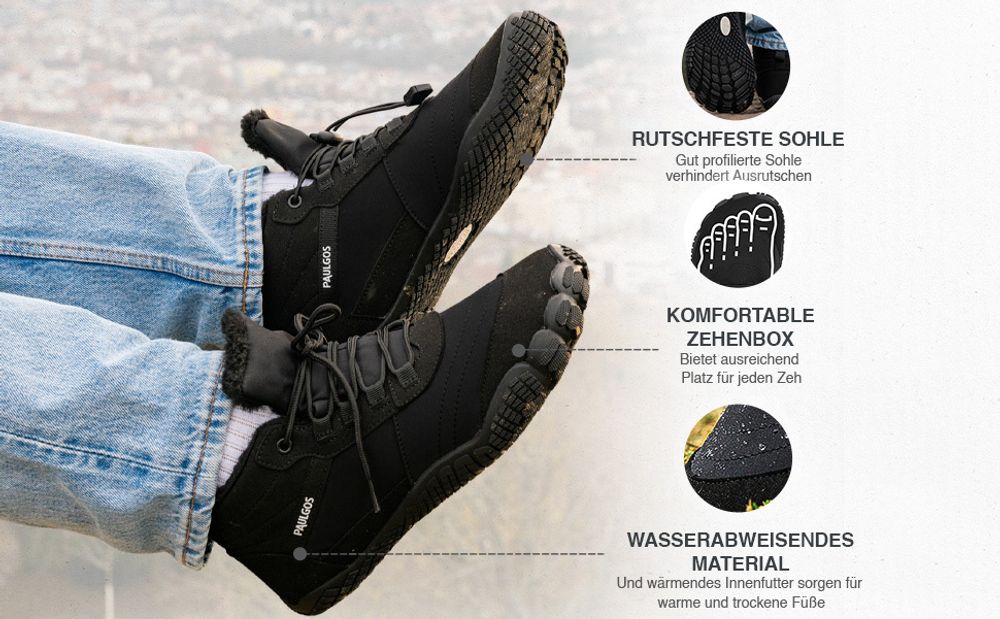 PAULGOS Winterbarfußschuhe, uni, Größe 37-47 in 3 Farben
