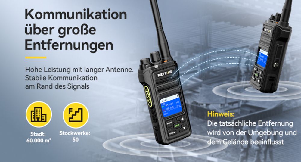 Retevis NR630S Funkgerät Großer Reichweite, Wasserdichtes IP67, Verbesserte KI-Rauschunterdrückung, 2800mAh, LCD-Bildschirm, Walkie Talkie für Gruppen