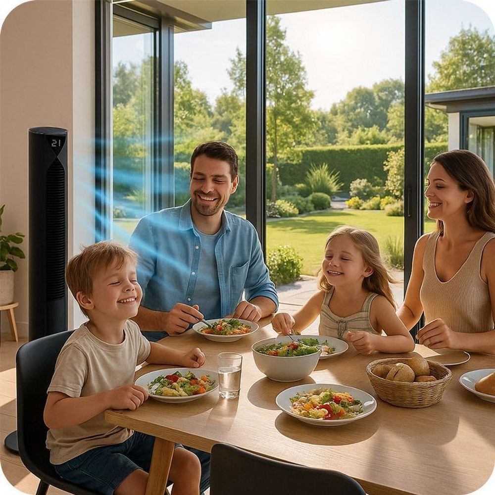 REVENTO® Turmventilator für Schlafzimmer XXL | 116 cm | Leiser Standventilator | Säulenventilator | Ventilator mit Fernbedienung mit Ionisierung
