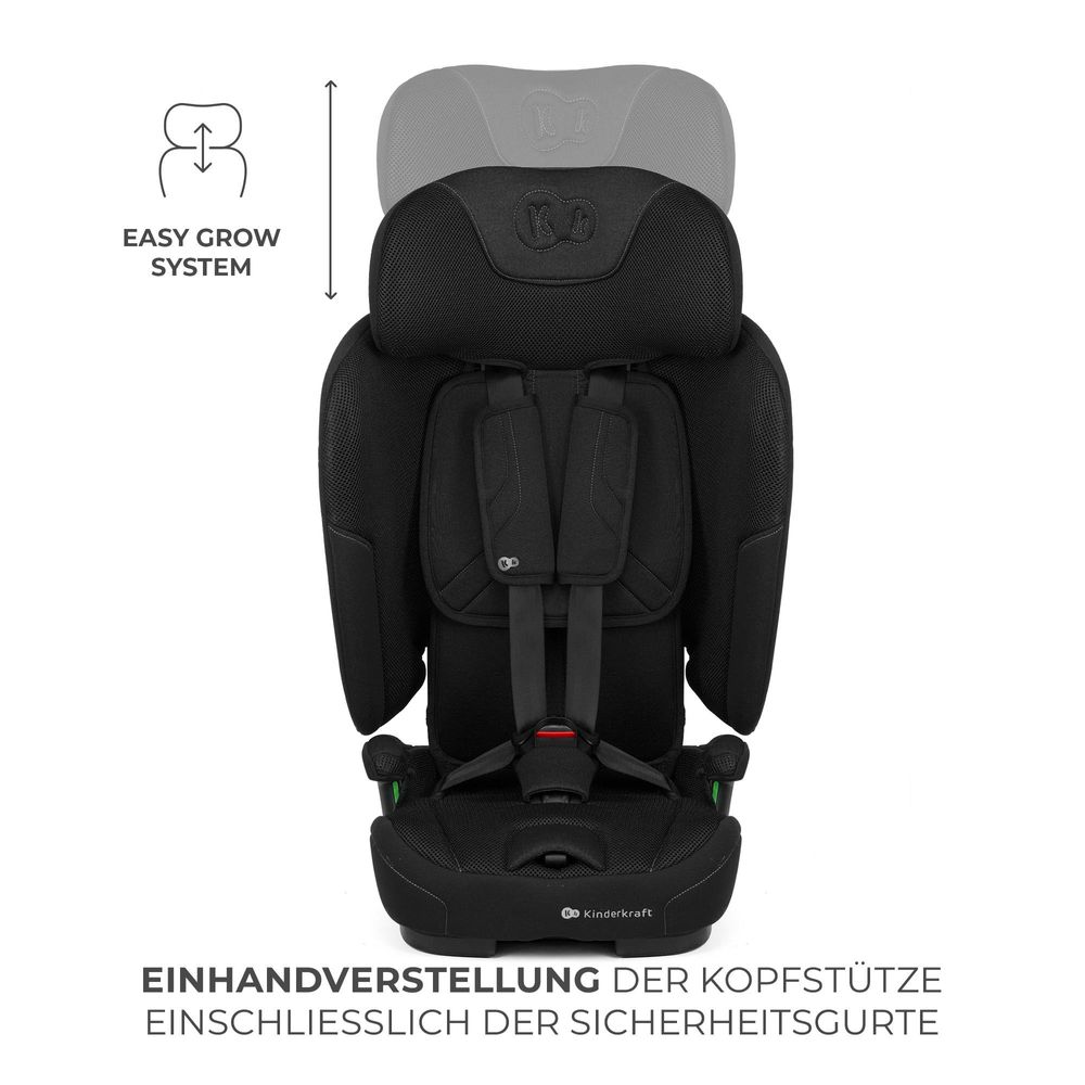 Kinderkraft FIX2GO i-Size – Autokindersitz 76–150 cm – ISOFIX – SAFERIDE SENSOR – H-GUARD+ – EASY GROW – klappbar – AIR FLOW – R129 - Schwarz