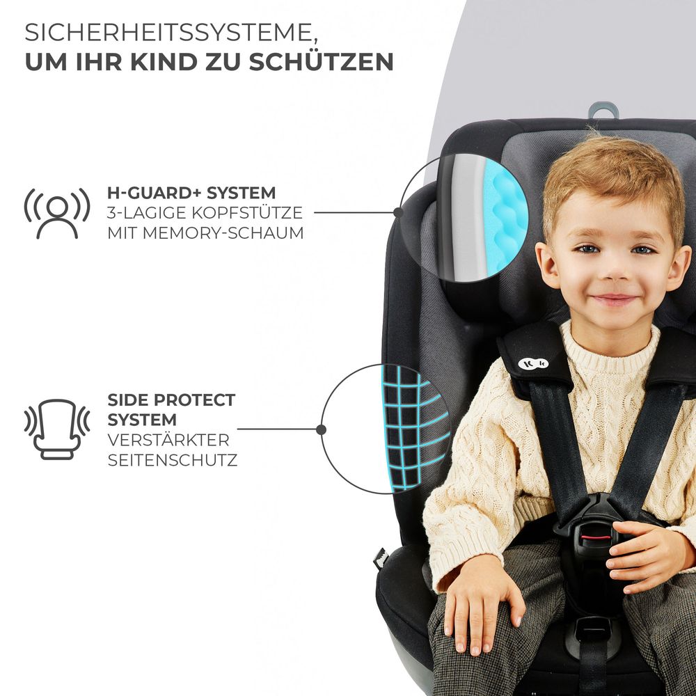 Kinderkraft XPEDITION 2 i-Size Kindersitz 40-150 cm - 4in1 Kombi-Sitz - 360° drehbar - ISOFIX & TOP TETHER - ab Geburt bis 12 Jahre - Schwarz