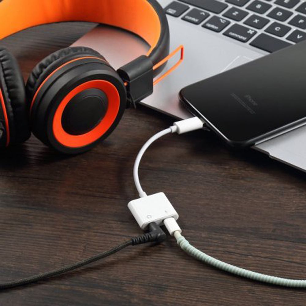 Lightning Aux Adapter 2in1 3.5mm für iPhone Kopfhörer Kopfhöreranschluss Audio Laden Kompatibel iPhone13 Pro Max 12 11 XS XR X 7 7P 8 8P Laden Retoo
