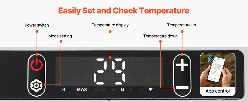 VEVOR Kompressor Kühlbox 25 L, Tragbarer Autokühlschrank mit Einstellbarer Temperatur & App-Steuerung, Kühlschrank 12/24 V DC und 100–240 V AC für Outdoor Camping Reisen und Wohnmobile