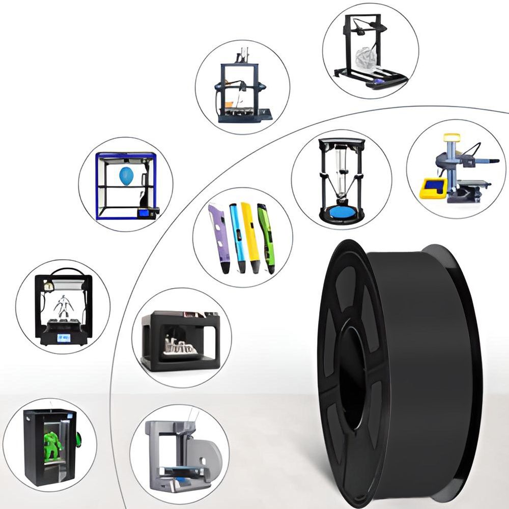 3D Drucker PLA 1.75mm Filament Rolle  Stift Spule Spool 3D-Drucker 3D-Stifte ABS Filament Druckmaterialien Printer Stift Schwarz 68M Schwarz Retoo