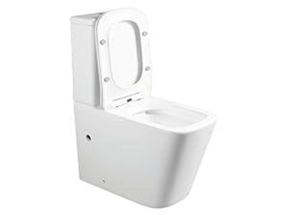 LAVITA Einteilige Stand - WC mit eingebautem Spülkasten TRYTON WHITE | Komplett - Set | WC deckel | Keramik Toilette Spülrandlos | Toilettenschüssel |