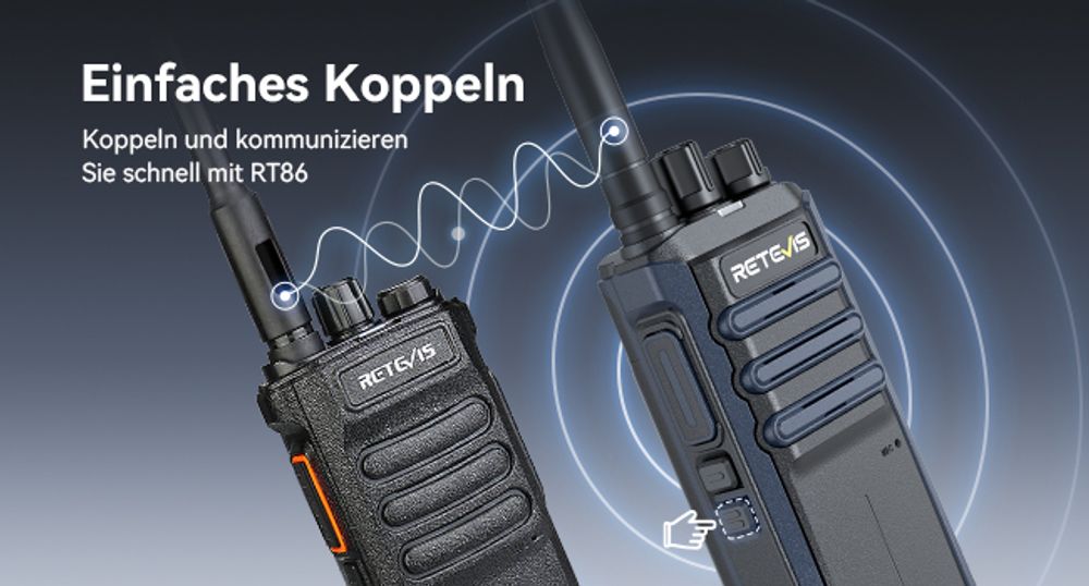 Retevis RT86A Funkgerät mit großer Reichweite, Kompatibel mit RT86, mit Mikrofon, Gruppenruf, einfaches Pairing, langlebig, für Baustellen Lagerhallen