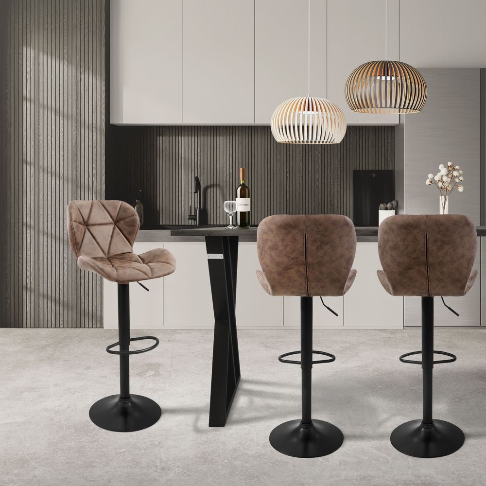 ML-Design 4er Set Barhocker Tresenhocker 360° drehbar, Kunstleder, Gepolsterter Barstuhl mit Rückenlehne und Fußstütze, 59-79 cm