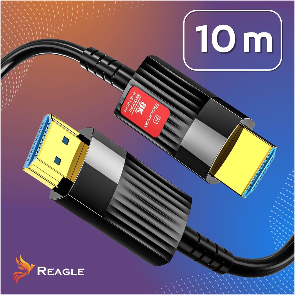 HDMI 2.1 Glasfaser Kabel 10m Optisch AOC 48Gbps 8K 60Hz 4K 144Hz für Gaming PS5 Xbox RTX Grafikkarte Heimkino Projektor HDR VRR eARC Reagle