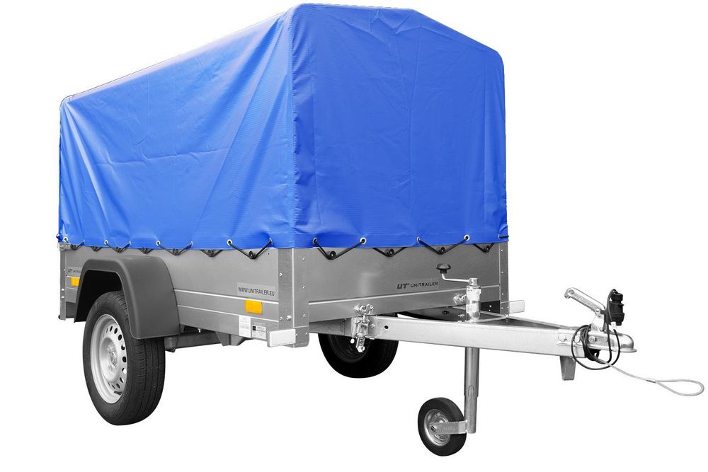 Trailer with tarpaulin GARDEN TRAILER 201 TIPP [with support wheel, blue high tarpaulin and high bows]