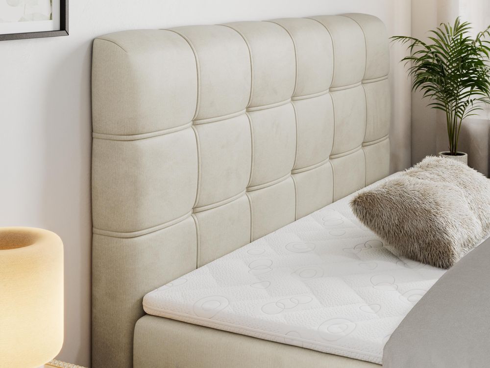 Boxspringbett zwei Bettkästen, Doppelbett mit Kopfstütze - FAST - 160x200cm - Dunkelgrau - H4