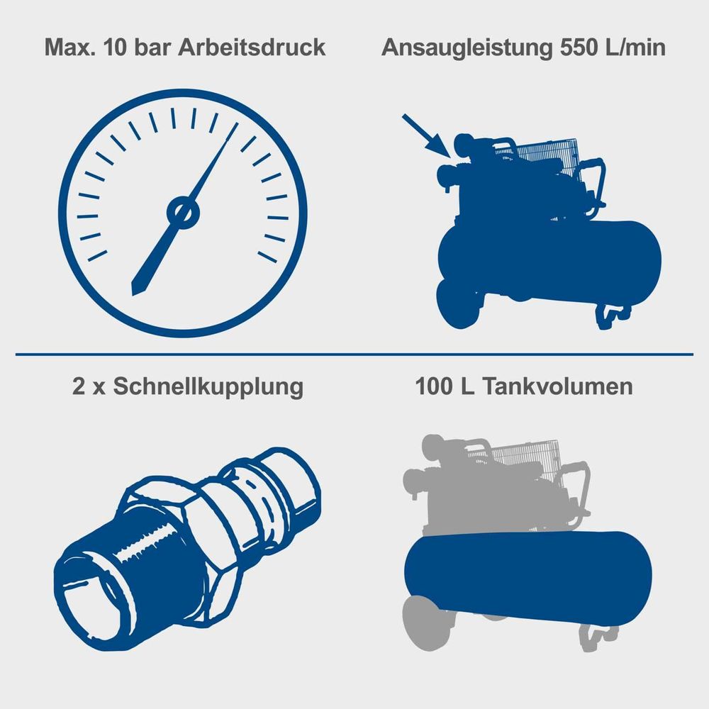 Das Bild zeigt die Keyfacts des Kompressors.