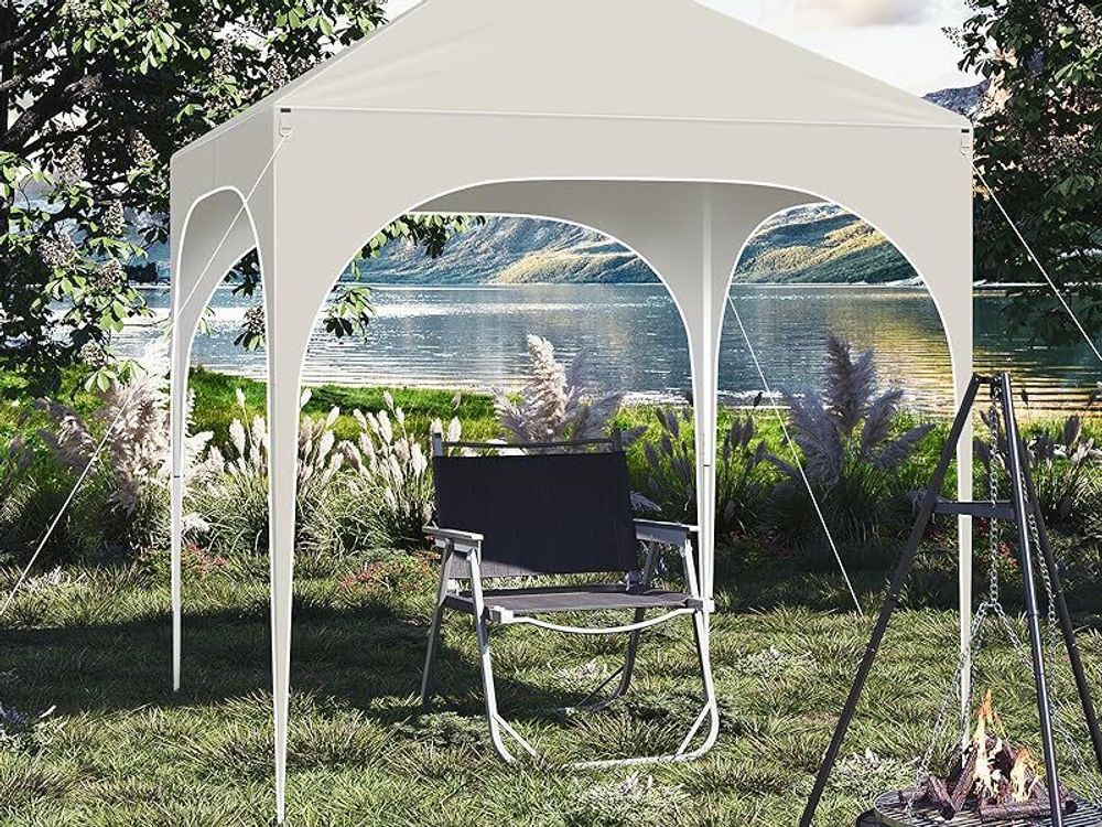 WOLTU Pavillon, Faltpavillon 2x2 m, mit 4 Seitenwänden, Partyzelt höhenverstellbar, Beige