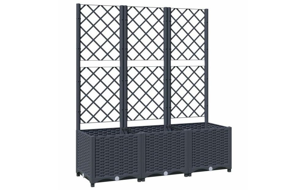 vidaXL Pflanzkübel mit Rankgitter Hellgrau 120x40x136 cm PP