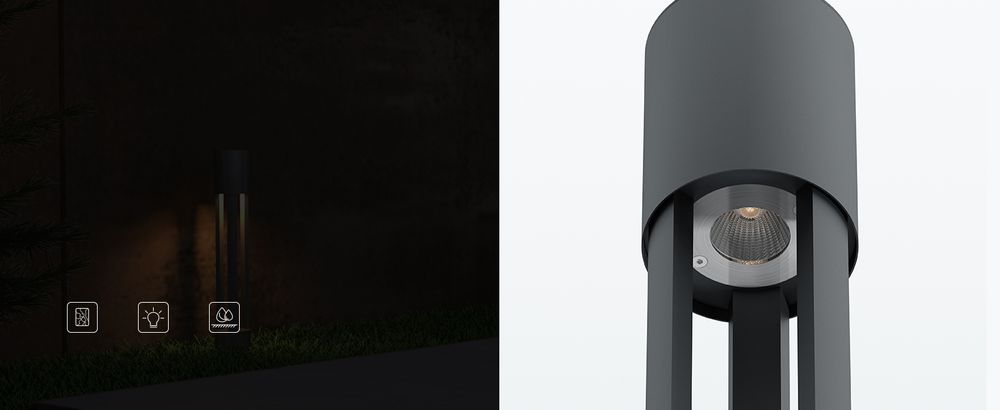 doporro Außenleuchte Wegeleuchten Außen, 10W LED Stehleuchte, 3000K Aussenleuchte Stehlampe, Außenpollerleuchte 70CM IP65 Sandgrau dunkel NeoForge