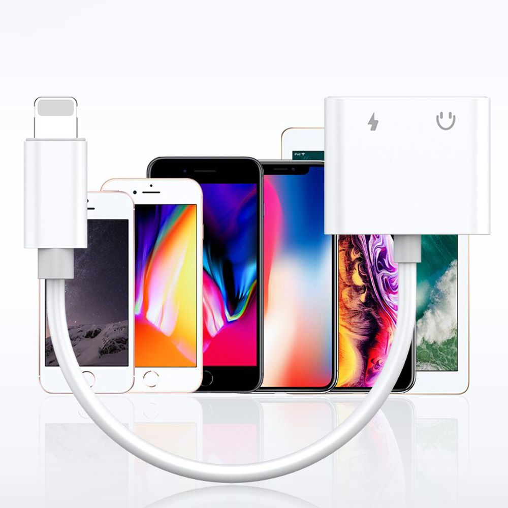 Lightning Aux Adapter 2in1 3.5mm für iPhone Kopfhörer Kopfhöreranschluss Audio Laden Kompatibel iPhone13 Pro Max 12 11 XS XR X 7 7P 8 8P Laden Retoo