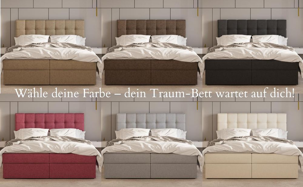 Kontinentalbett, Boxspringbett, Bett mit bettkasten, Bonell-Matratze und Topper, Doppelbett - Boxspringbett 05 - 140x200 - Schwarz - Hugo 100