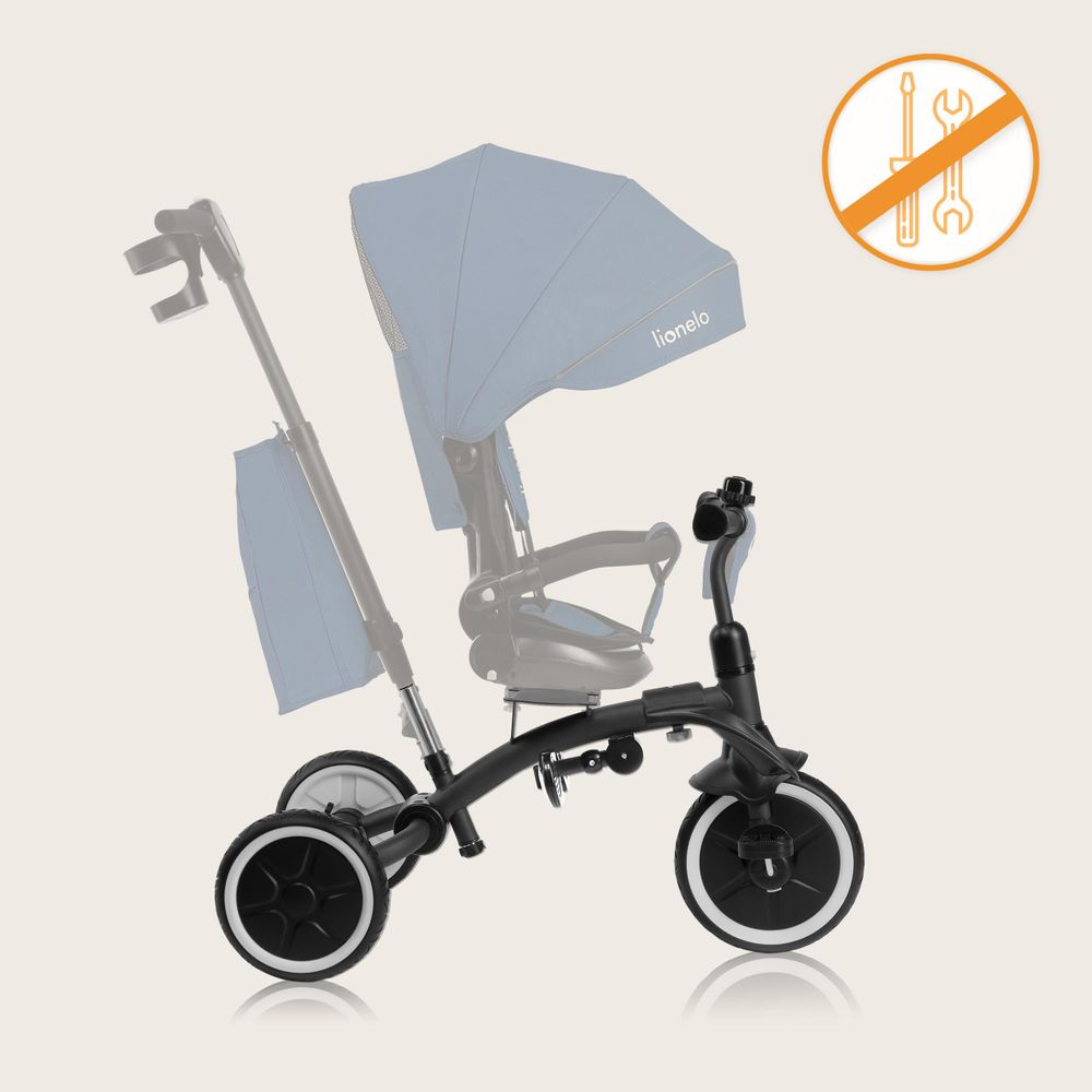Lionelo Tris Plus dreirad laufrad bis 25 kg Kinderdreirad Lenkstange Baby Kinderwagen Montage ohne Werkzeug - Blau