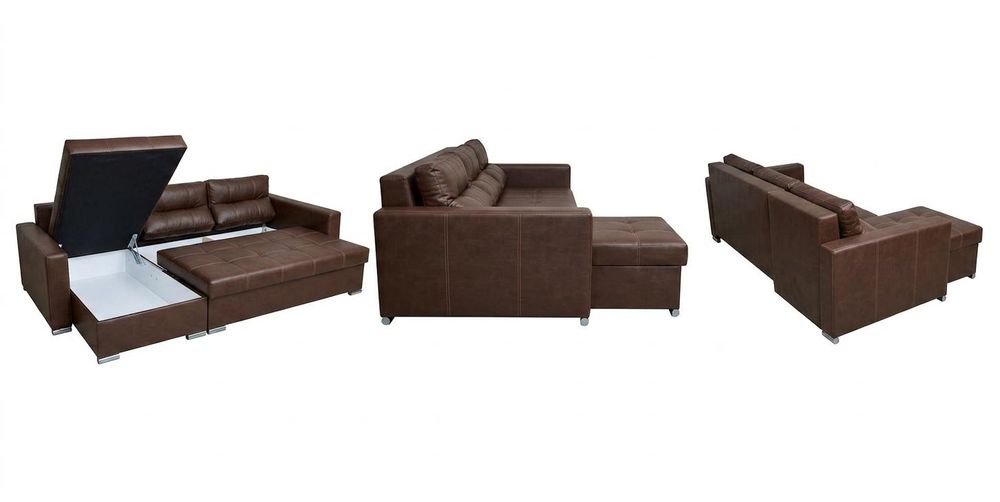 Ecksofa VARIUS Boston – mit Schlaffunktion, Kunstleder in Braun, Family Meble