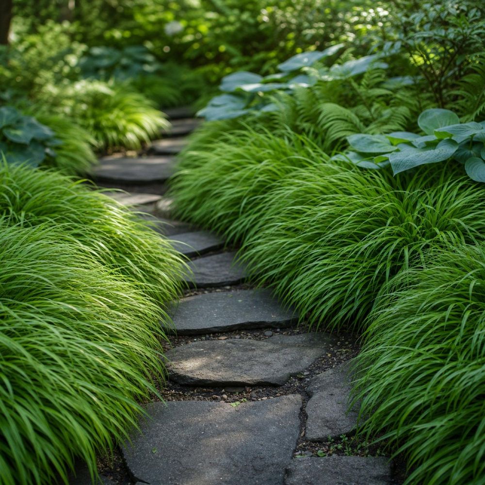 Hakonechloa macra im Garten