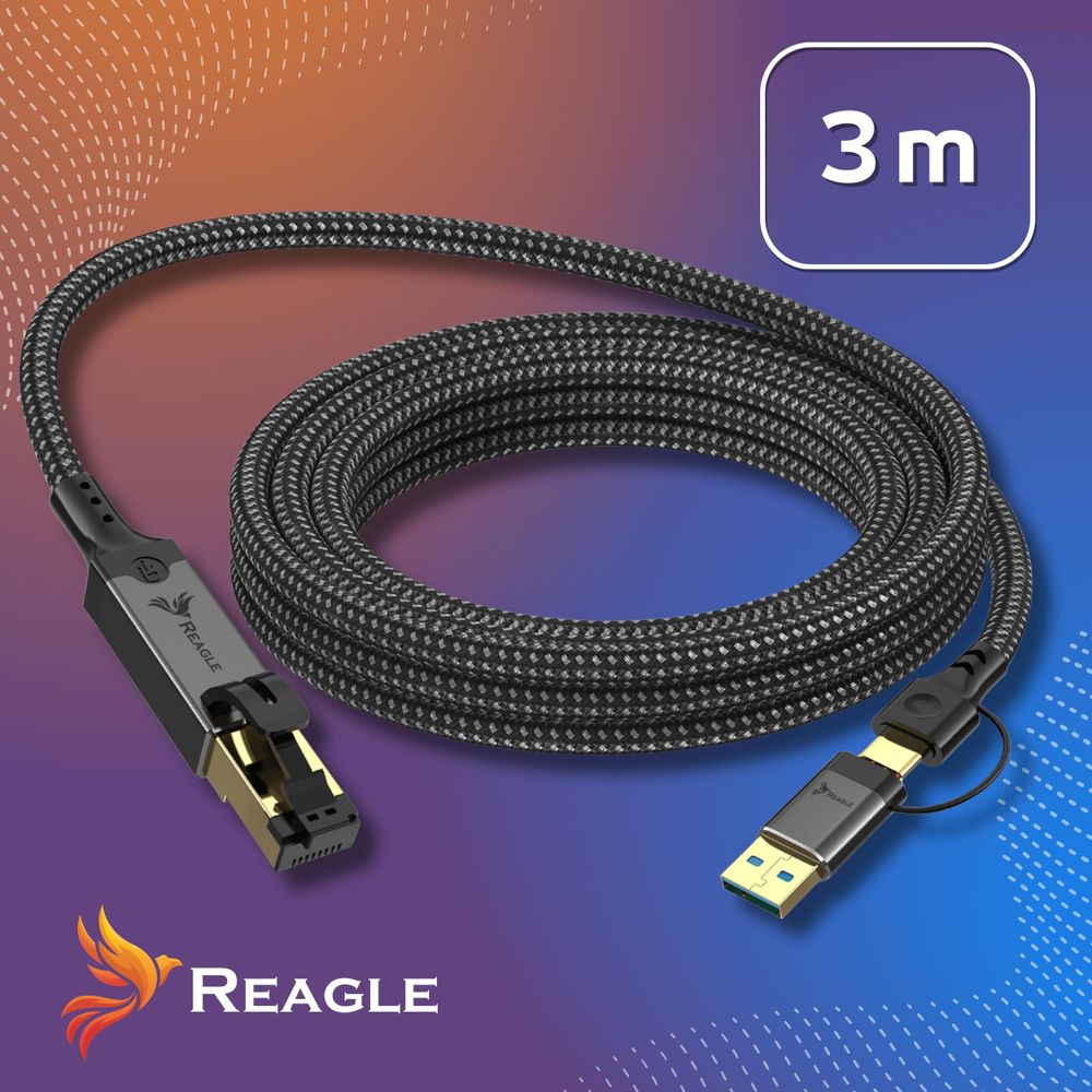 USB C und USB A auf RJ45 LAN Kabel 3 Meter 1000 Mbit s Gigabit Ethernet Adapter für Laptop PC Konsole iPad Android Tablet Plug and Play Reagle