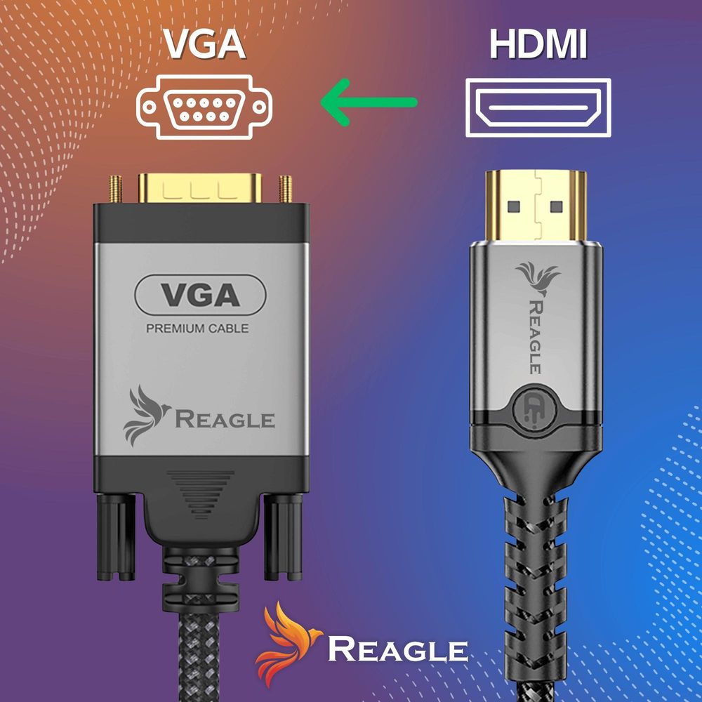 REAGLE HDMI auf VGA 2M FULL HD D-SUB Flachkabel Adapter 1080p