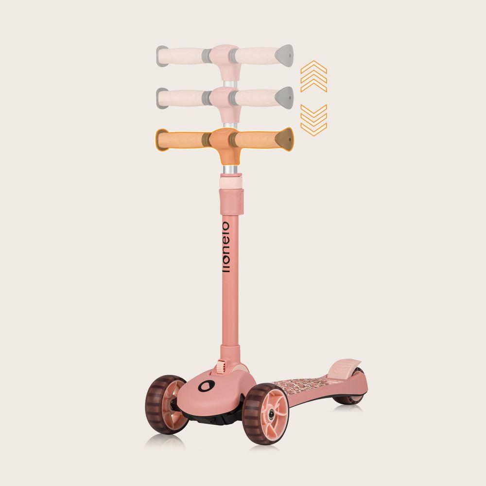 Lionelo Franky 2in1 Kinder Laufrad bis 20 kg Balance Roller bis 50 kg Höhenverstellbar, LED-Räder, rutschfestes Trittbrett, Korb Pink