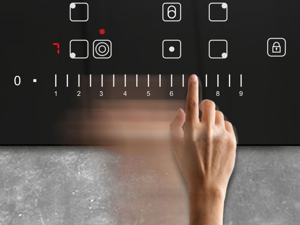 SensorTouch-Bedienfeld mit Slider des autarken Heizspiralen-Kochfeldes CH7705RL