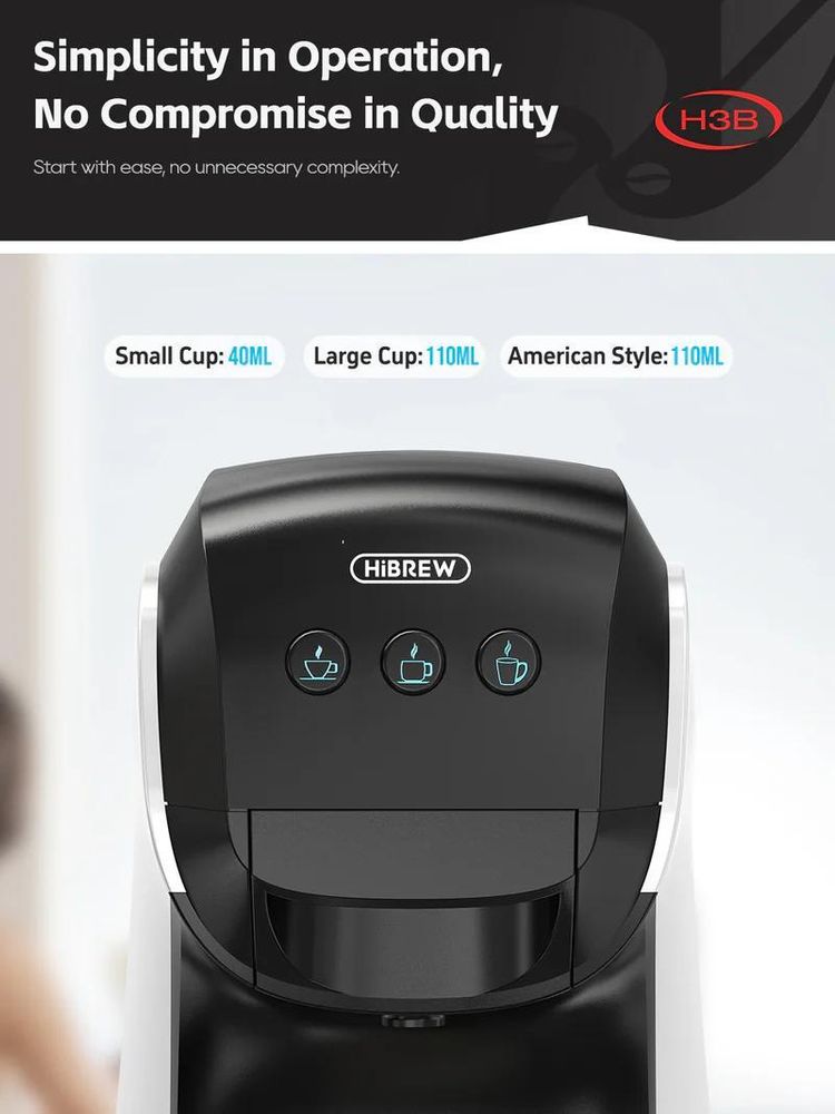 HiBREW H3B 3-in-1 Kapsel-Kaffeemaschine mit 19 Bar Druck, 850 ml Wassertank, 1100 W Leistung, kompatibel mit mehreren Kapselsystemen