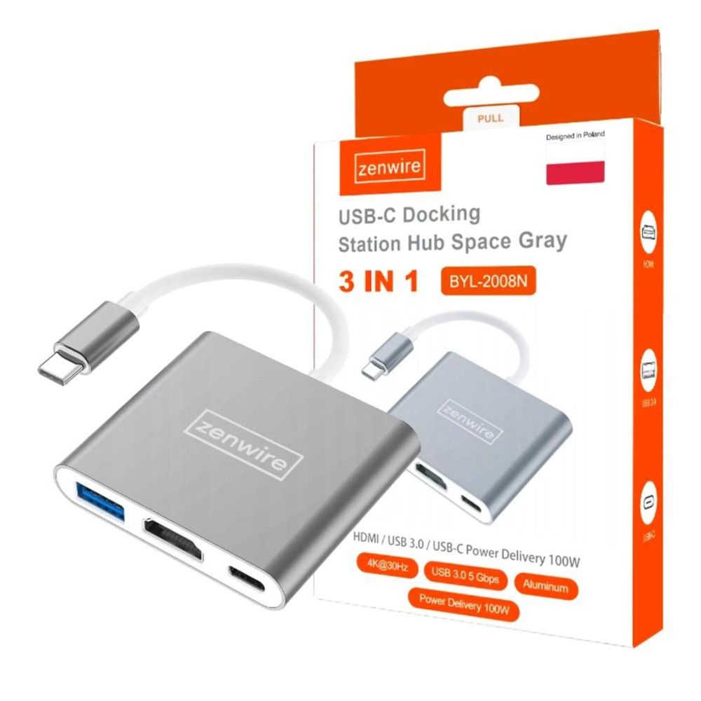 Adapter - 3-in-1 USB-C 3.1 Hub - HDMI 4K - MHL - Power Delivery 100 W - für Apple MacBook