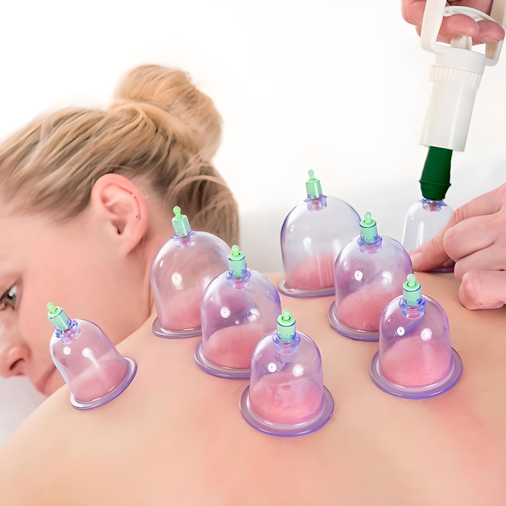 12er Schröpfen Set mit Schröpfgläser aus Kunststoff mit Pumpe Hochwertige Vakuum Massage Vakuumpumpe Cupping Schröpfglas Anti Cellulite Cups Retoo