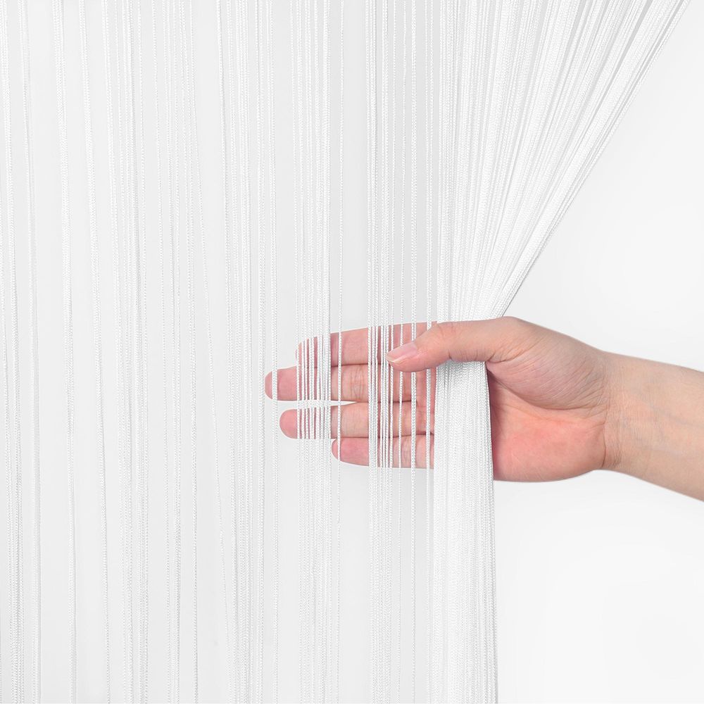 Victoria M. LEONORA Fadengardine, 100 x 245 cm, schwarz, 2 Stück vielseitig nutzbar als Raumteiler, Sicht- & Insektenschutz | kürzbar, waschbar, Tunnelzug