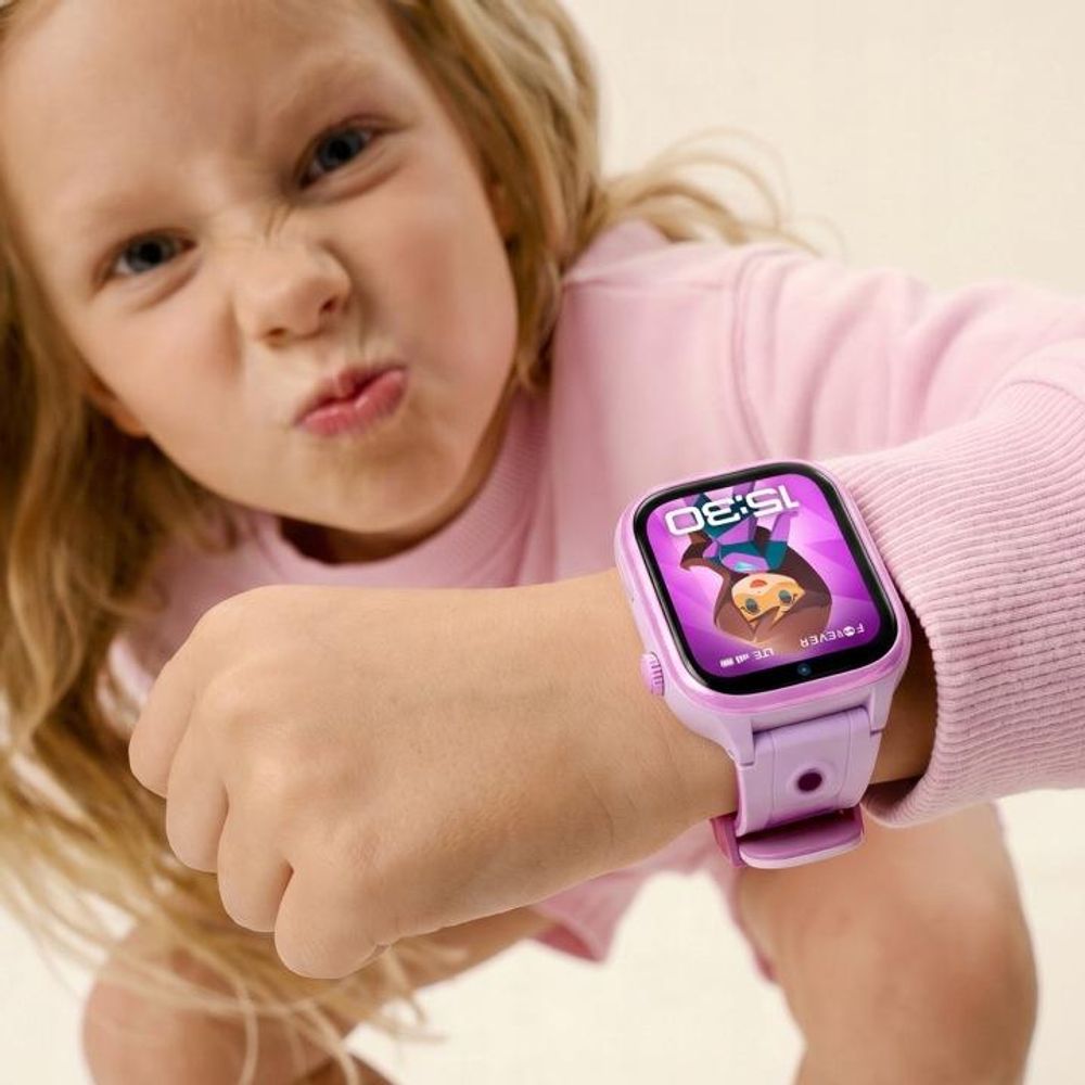 Forever Bestii KW-540 KI-Smartwatch für Kinder – 4G-GPS/WLAN Smartwatch mit Tracker, Videoanruf-Funktion und SOS-Taste (Rosa)