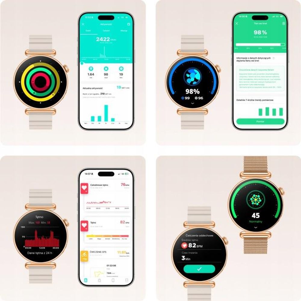 Zegarek smartwatch Rosadust SB-380 dla kobiet w kolorze różowego złota z paskiem magnetycznym