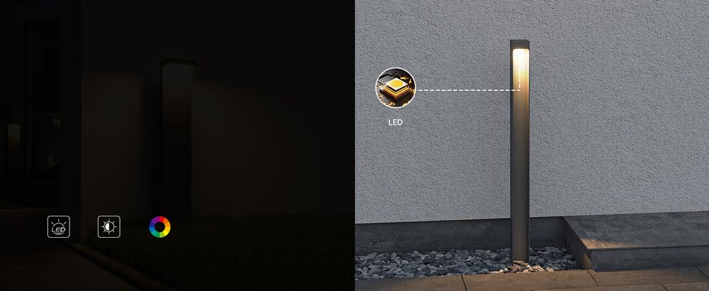doporro Wegeleuchte Außen IP65 Gartenleuchte Mit Strom Und 5W LED 3000K 40 cm Outdoor Stehlampe Für Terrasse Gartenweg Einfahrt Sandgrau BaldersLights