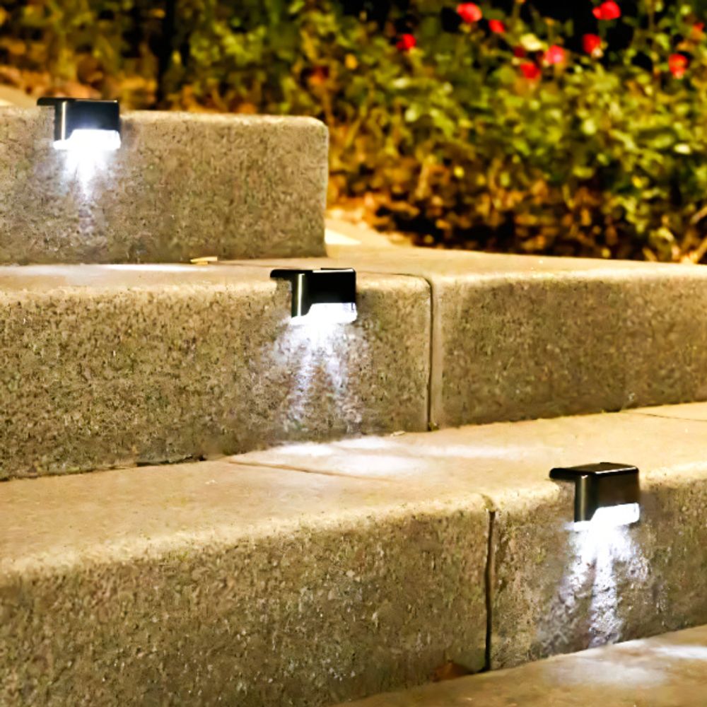 8 Stück LED Solarleuchten Zaunleuchte Wandlampen Gartenleuchte Außen Treppen Lampe, Solar-Zaunleuchte Schwarz Retoo
