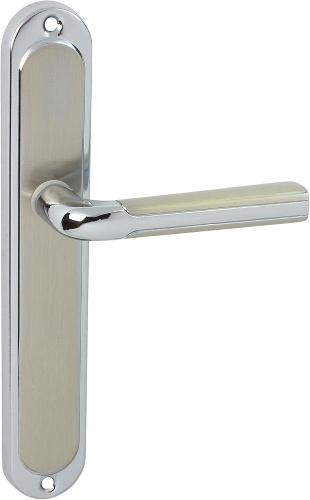 DOMINO Türgriff Blind Drückergarnitur | Langschildgarnitur | Türklinke für Zimmertür, Bürotür, Kellertür & Innentür | L-Form | Türbeschläge aus Aluminium |Silber Türdrückergarnitur |RIO M6/M9