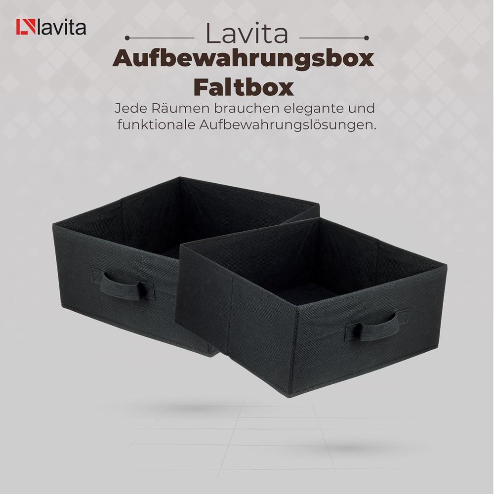 Lavita Storage Box | faltbare Aufbewahrung Boxen 31 x 31 x 15 cm | Schubladen-Organizer Box| Ordnungssysteme für Kleidung | Kleideraufbewahrung & Organisation | Schwarz | 1 stück