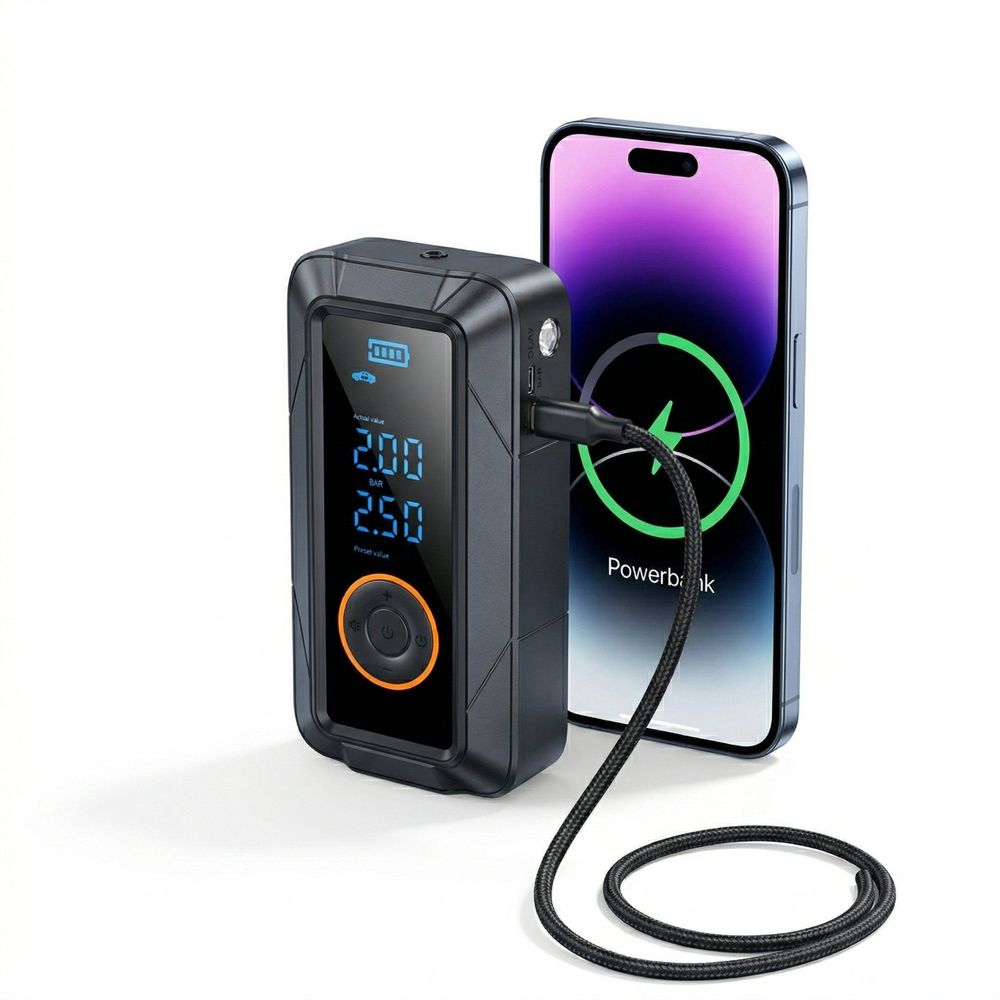Bezdrôtový kompresor FARROT AirPump Pro 150 s powerbankom a LED svetlom